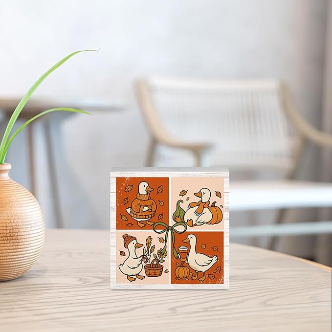 Funny Silly Goose Fall Decor for Home Office, Farmhouse Fall Decorations, Autumn Thanksgiving Decorations for Table Gifts for Goose Animals Lovers 5 x 5 inches (Tub 1712)