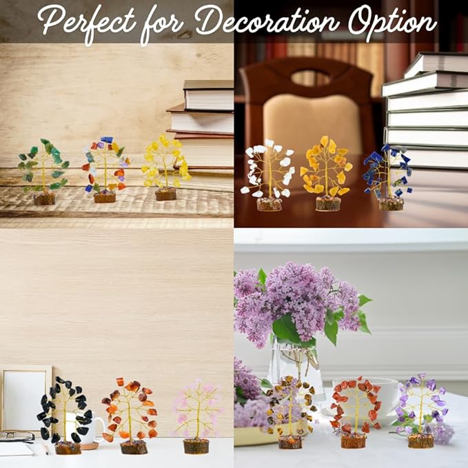 Crystal Tree Gift for Women, Set of 12 Handcrafted Tree of Life Chakra Healing Crystals & Stones for Positive Energy, Good Luck, Home and Office Desk Decor, Birthday Gifts for Mom & Dad