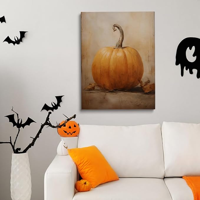 Generic Framed Fall Wall Decor Canvas Print posters Pumpkin Still Life Painting Wall art Rustic Fall Art Vintage Autumn Wall Print Halloween Autumn Decor Thanksgiving 20x30 framed