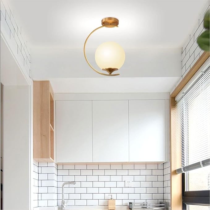 Modo Lighting Modern Flush Mount Ceiling Light Mid Century Industrial Chandeliers Antique Brass Ceiling Pendant Light Glass Globe Hanging Lights