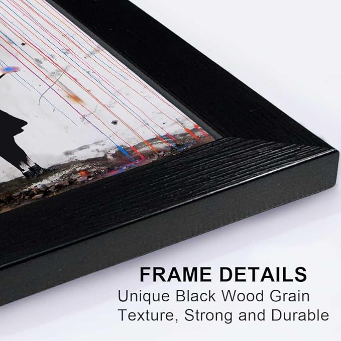 Biufo Banksy Wall Art Canvas Print Poster, Graffiti Picture Pop Street Art Decor, Home Bedroom Wall Decor (10L x 8W, Framed)