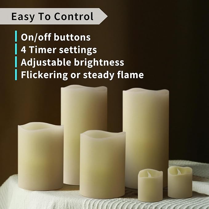 FURORA LIGHTING Ivory Real Wax Flameless Candles with Remote and Timer, 4 Pillars and 4 Votives Pack of 8, Flameless Flickering Candles for Home Décor, Battery Included