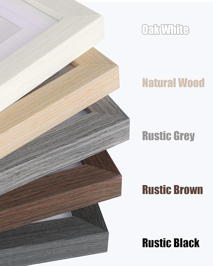 Egofine 5x7 Picture Frames Set of 4, Made of Solid Wood Covered by Plexiglass 3.5x5 and 4x6 with Mat or 5x7 without Mat, for Table Top Display and Wall Mounting Photo Frame Brown