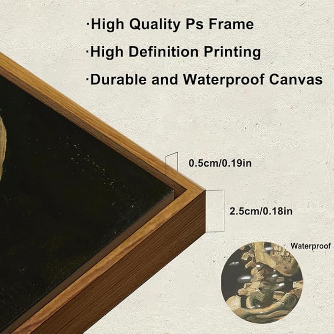 KBKBART Framed Canvas Wall Art Skull of a Skeleton with Burning Cigarette Van Gogh Art Print, Dark Academia Wall Decor Gothic Wall Art for Halloween, Living Room, Bedroom, Office, Bathroom, Gothic