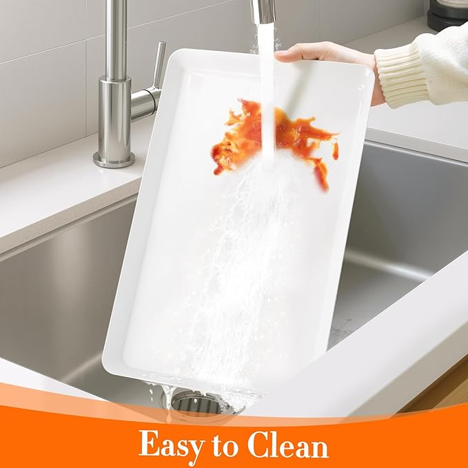 WOWBOX 2 pcs Serving Tray for Entertaining, Serving Platters for Fruit, Cookies, Dessert, Snacks, Reusable Plastic Trays for Serving Food and Pantry Organization in Kitchen & for Parties