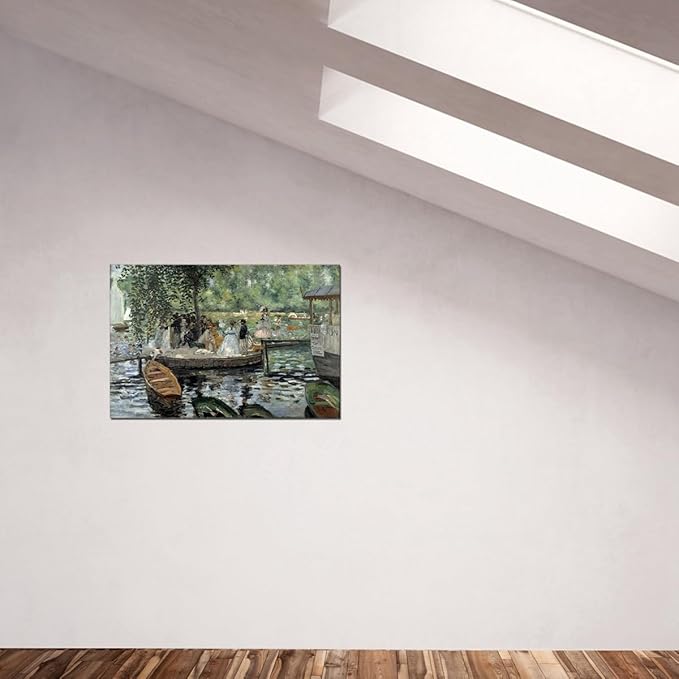 QBQT La Grenouillere By Pierre Auguste Renoir Famous Artwork Landscape Picture for Impressionism Modern Bathroom Nursery Poster Canvas Print Home Office Decor Frame 12x18inch