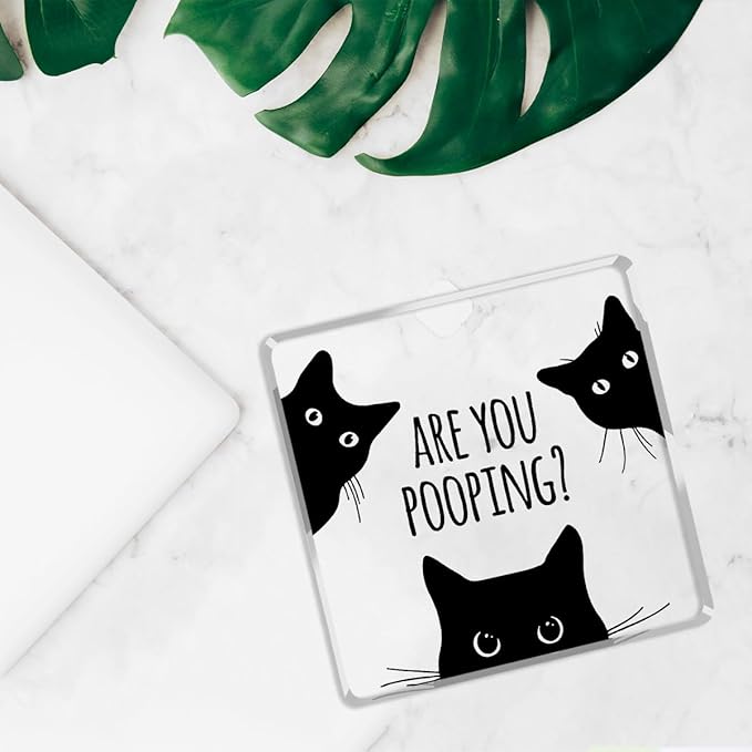 Are You Pooping Funny Sign，Black Cat Decor, Cat Bathroom Acrylic Decor，Home Decor Bathroom Creative Gift For Women Men，Funny Decorate Retro for Home Toilet 4x4 Inches