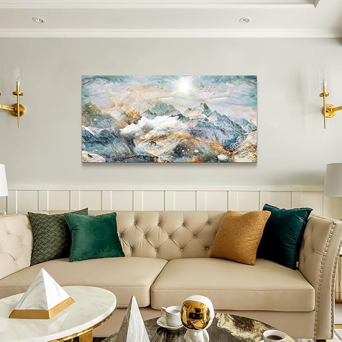 Wapluam Large Canvas Wall Art For Living Room Office Wall Decor Abstract Wall Decor For Bedroom Mountain Landscape Wall Painting Framed Pictures Decor Artwork Farmhouse Home Decorations 30"X60"