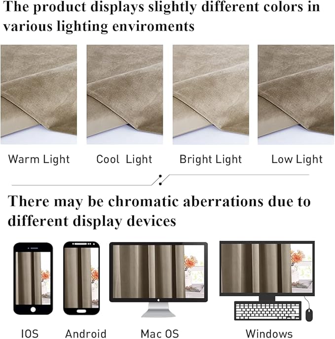 StangH Camel Beige Velvet Curtains for Living Room Heat Resistant Privacy Assured Drapes Room Darkening Window Curtains for Kids Room/Sliding Door/French Window, W42 x L96, 2 Panels