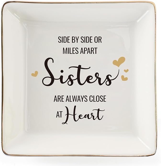 HOME SMILE Ceramic Ring Dish Jewelry Tray for Mom Sister Friends