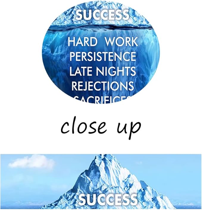 Success Canvas Wall Art Inspirational Entrepreneur Quotes Canvas Painting Prints Success Iceberg Posters Inspirational Office Decor Print ArtWork Library Frame Ready to Hang[18″W x 24″H]