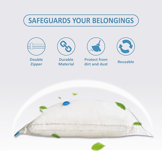 20 Pack Vacuum Storage Bags with Pump, Space Saver Vacuum Storage Bags, Vacuum Seal Bags for Clothing, Comfoters, Pillows, Blanket, Bedding