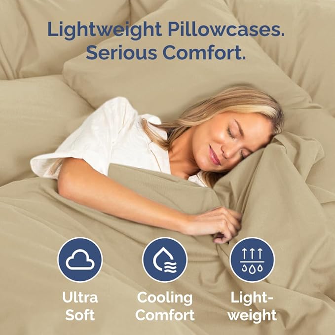 New Pillow Cases, King Standard, Beige