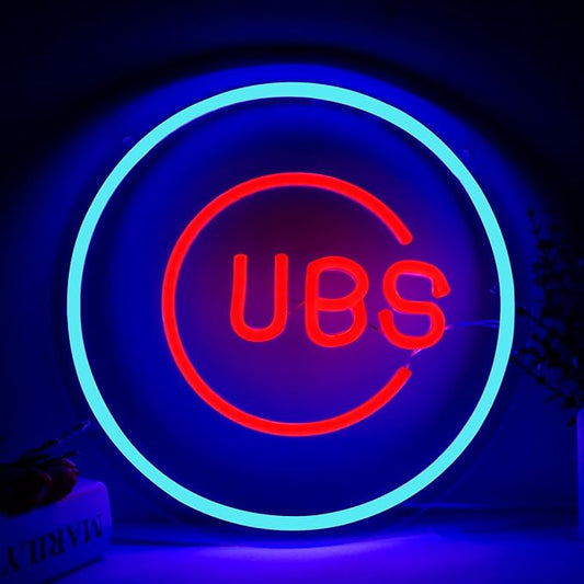 Balanar Cubs Neon Sign Baseball for Sport Club Wall Decor Baseball LED Sign Neon Light For Man Cave Garage Decoration Red Neon Sign For Bar,Dorm Room,Party DecorationGame Room Decoration
