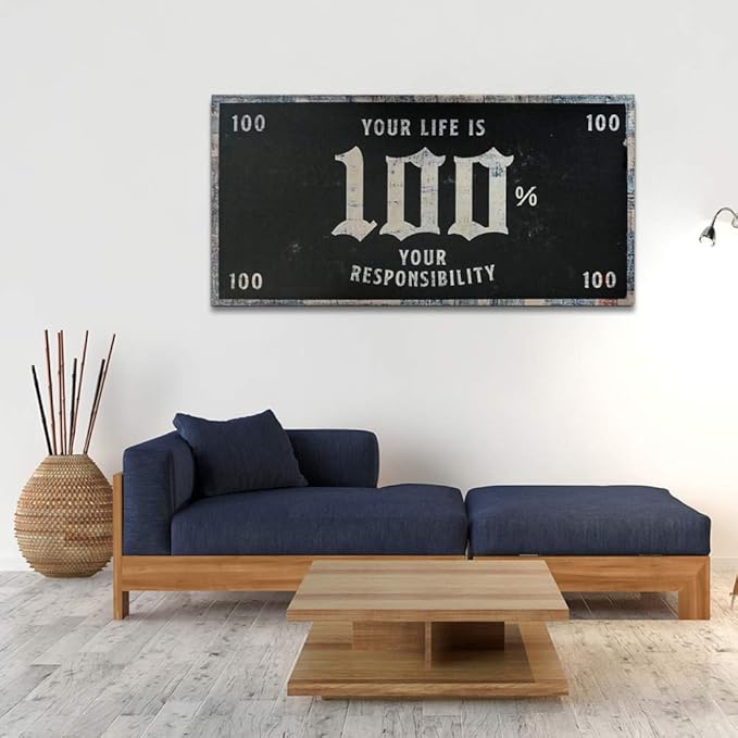 Large Size Wooden Framed Wall Art with Inspirational Quote and Sayings Artwork Wall Pictures for Rest Room Gym Yoga Room Wall Decor Inspiring Modern Art Gallery Wrapped Ready to Hang-48 Wx24 H