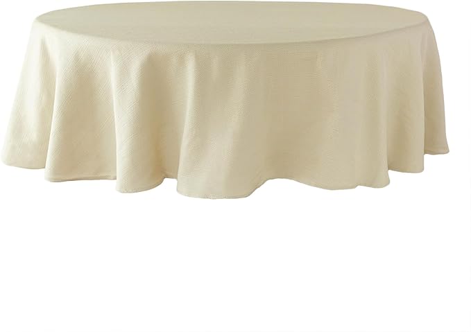 Benson Mills Cameron Textured Fabric Table Cloth, for Everyday Home Dining, Parties, Weddings & Holiday Tablecloths (70" Round, Flax/Beige/Taupe)