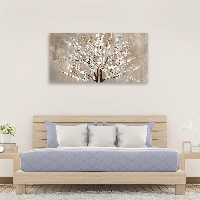Flower Canvas Wall Art for Living Room Plum Blossom Canvas Wall Pictures for Bedroom Wall Decor Abstract Elegant Floral Canvas Prints Artwork Home Wall Decorations Framed Ready to Hang 20" x 40"