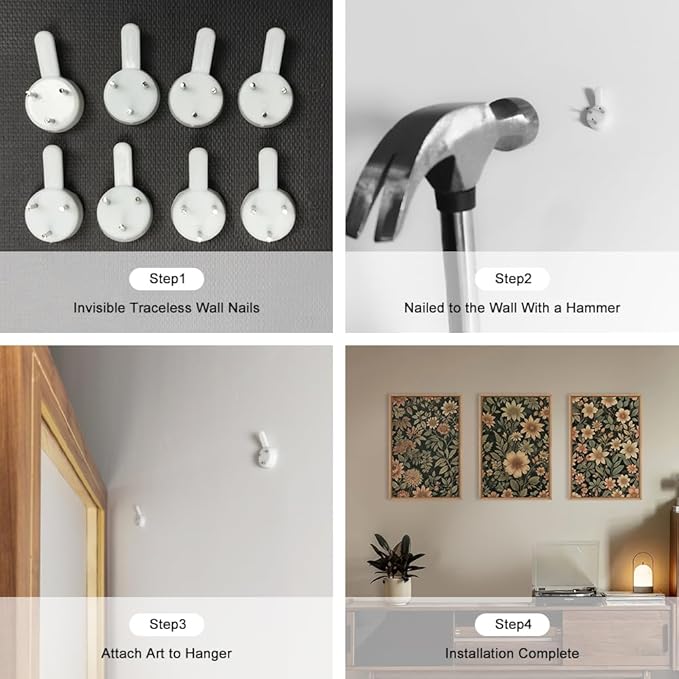 HPINUB Vintage Wildflower Flowers Framed Canvas Wall Art Set,Modern Botanical Floral Wall Decor,Retro Neutral Flower Artwork,Boho Mid Century Plant Art Prints for Living Room,Bedroom,Office-24 x36 x3