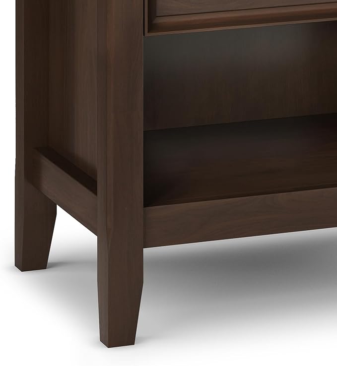 SIMPLIHOME Amherst Solid Wood 24 Inch Wide Traditional Bedside Nightstand Table in Natural Aged Brown, for The Living Room and Bedroom