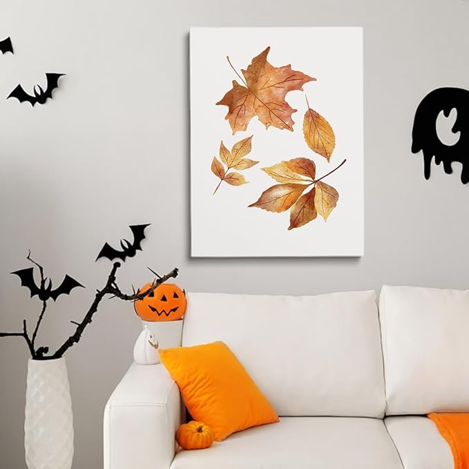 Framed Watercolour Falling Leaves Fall Canvas Print Posters Fall Art Fall Wall art Fall decor Autumn Print Fall Sign Fall painting Office Farmhouse Decor 12x16 framed