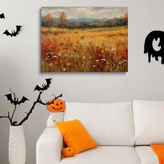 Framed Autumn Wildflowers Canvas Print posters Farmhouse Decor Fall Wall Art Autumn Decor Wildflower Wall Art Autumn Home Decor 16x24 framed