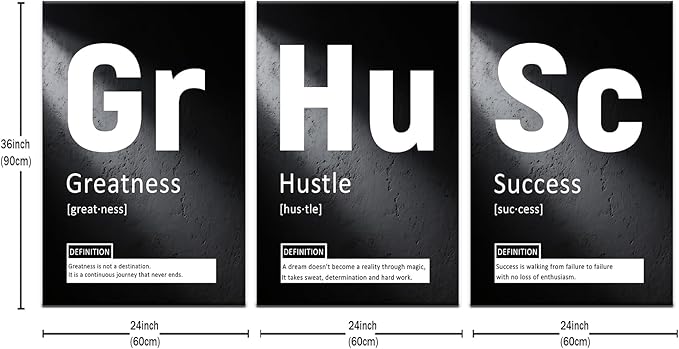 Motivational Canvas Posters Print Framed Wall Art 3 Pieces Inspirational Entrepreneur Quotes Picture Painting Artwork for Living Room Office School Wall Decoration Ready to Hang [72''Wx 36''H]