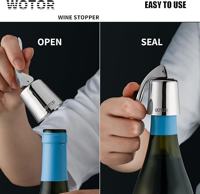 Wine Stoppers Stainless Steel Wine Bottle stopper Plug with Silicone Reusable Wine Saver Leak proof Keep Fresh Silver 3 pack