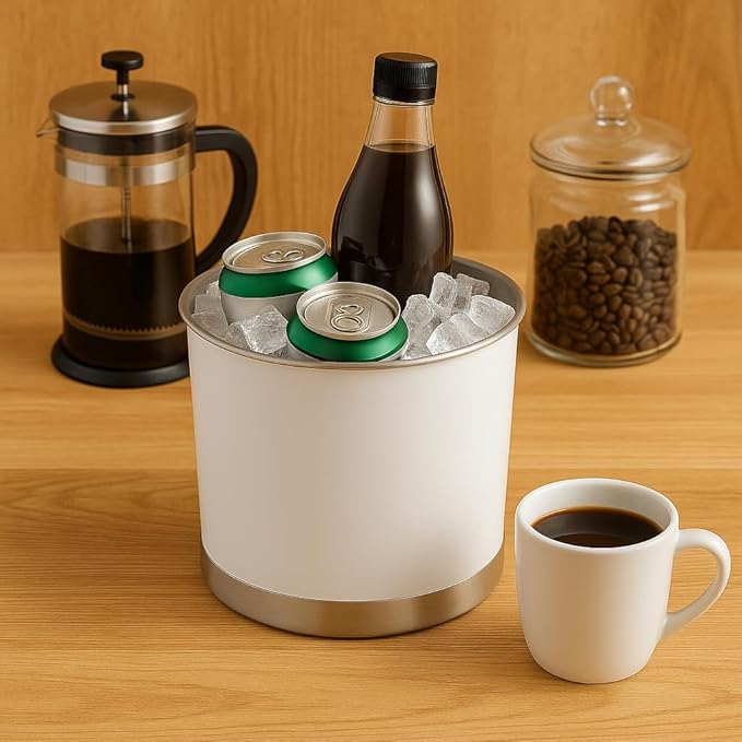 Creative Home Stainless Steel Utensil Holder– 7" Extra Large Cooking Tool Organizer for Kitchen Decor and Countertop Storage, Stable Anti-Tip Design, Durable Powder-Coated Finish, White