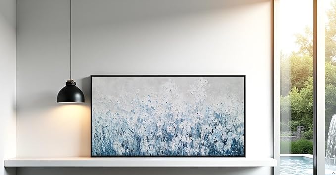 Yihui Arts Blue White Flower Painting - Modern Aesthetic Floral Artwork for Home Decor