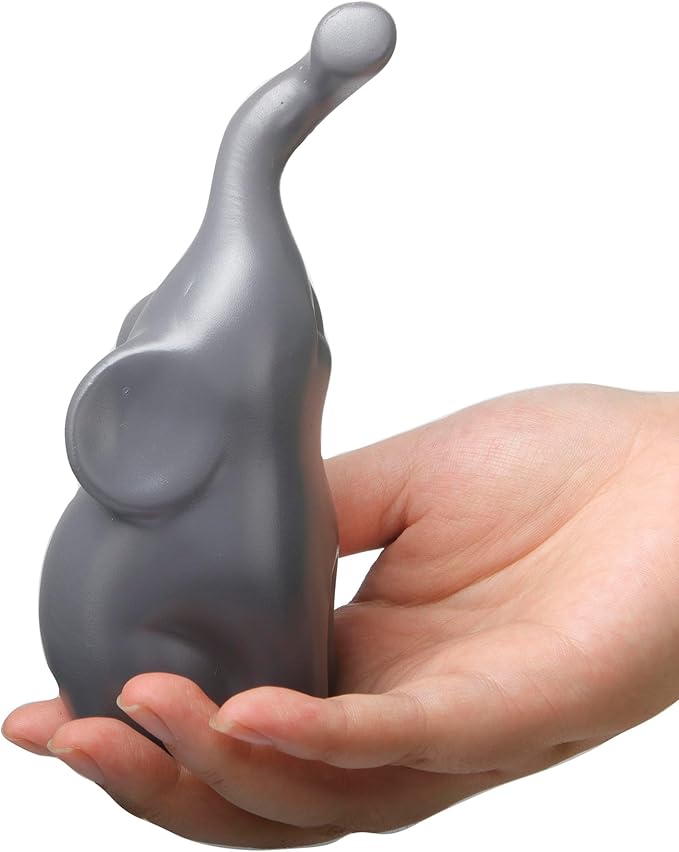 Modern Loving Couple Elephant Statue Set in Beige & Grey - 6 Inch Decorative Figurines for Living Room, Dining Table, Shelves & Entryway - Wedding, Women's Home Decor Sculptures