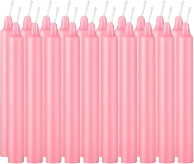 Set of 40 Pink Candles – Premium Mini Taper Candles for Valentine's Day,Wedding,Rituals, Prayer, Birthdays, Meditation, Altar -0.5X4 Inch Tall, Unscented (Pink)