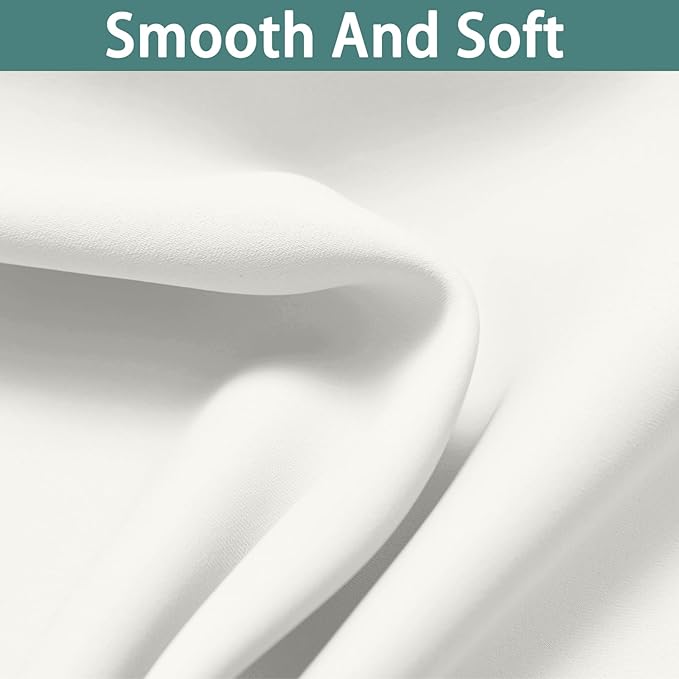 Yakamok 100% Cream Blackout Curtains for Bedroom, Light Blocking Thermal Insulated Noise Reducing Blackout Drapes for Living Room(52Wx90L, 2 Panels)