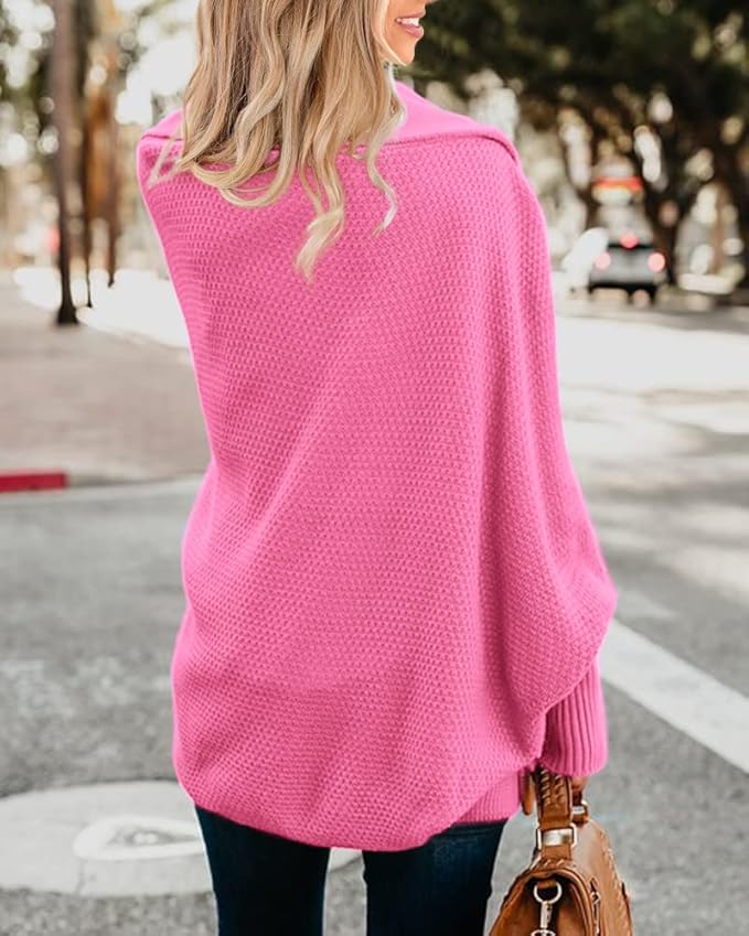 Imily Bela Women's Kimono Batwing Cable Knitted Slouchy Oversized Wrap Cardigan Sweater