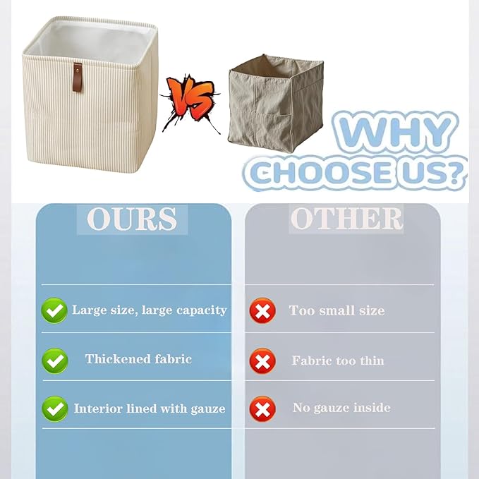 Cube Storage Bin 12x12 in,Collapsible Fabric Storage Bins,Open Home Storage Bins,Baskets for organizing,For Clothing Storage,Toy Storage,Office Storage,Home Decoration