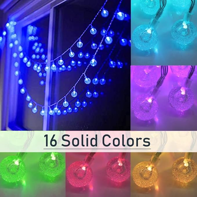 Mocalido 20ft Color Changing Globe String Lights Indoor, Hanging Colored Lights for Bedroom 30 LED USB Powered with Remote, Fairy Lights Classroom, Camping Tent Decor