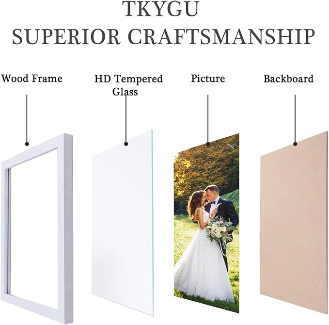 4x6 Picture Frame Set of 3,Modern Style Wood Composite Frame with Real Glass for 4x6 White Frames, Wall and Tabletop Display Photo Frame for Gallery Family Frame best gift