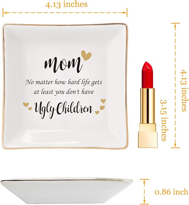 HOME SMILE Ceramic Ring Dish Jewelry Tray for Mom Sister Friends