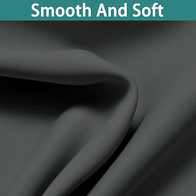 Yakamok 63 Inch Length 100% Blackout Curtains for Bedroom, 2 Thick Layers Thermal Insulated Grommet Total Blackout Drapes with Black Liner for Living Room (42Wx63L,Dark Grey, 2 Panels)