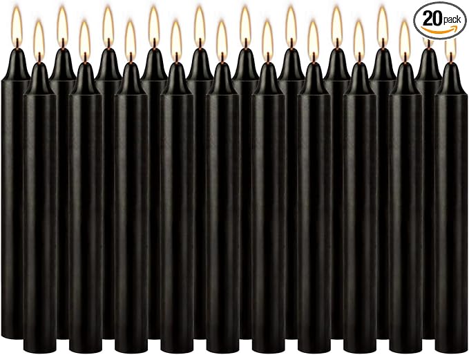 Unscented Black Spell Chime Candle-4 Inch Tall Taper Candles-20 Pcs Chime Candles, Mini Smokeless Candles for Rituals, Prayer,Dinners, Parties, Ceremonies, Shabbat