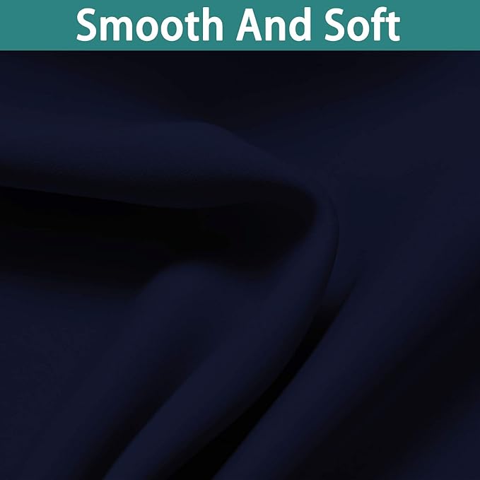 Yakamok Navy Blue 100% Blackout Curtains Energy Saving Thermal Insulated 2 Thick Layers Completely Blackout Drapes with Black Liner for Bedroom (52Wx84L, Navy Blue, 2 Panels)