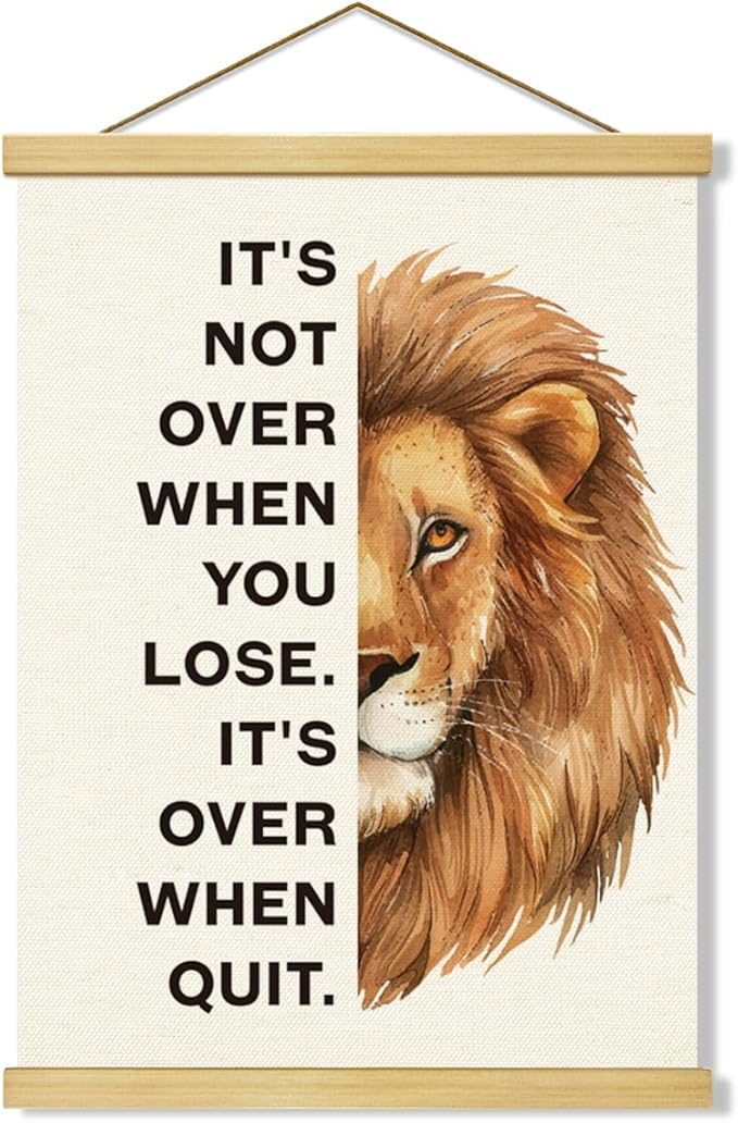 Inspirational Canvas Poster, Motivational Home Office Decorate, Classroom Decor, Lion Wall Painting Posterl, Positive Mindset Canvas Banner, Farmhouse Hanging Decor, Positive Home Decors
