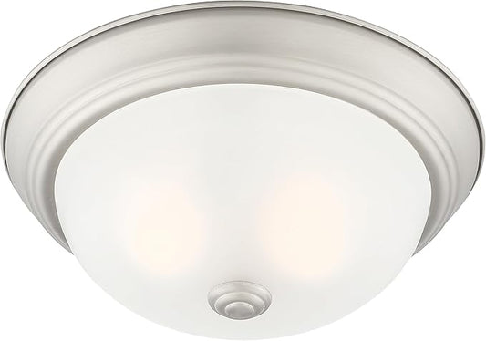 DESIGNERS FOUNTAIN Reedley 3-Lights Flush Mount Ceiling Light, 15 Inch Lighting Fixture for Kitchen, Bedroom, Bathroom, and Hallway, Pewter with Etched Glass, 1257L-PW-W