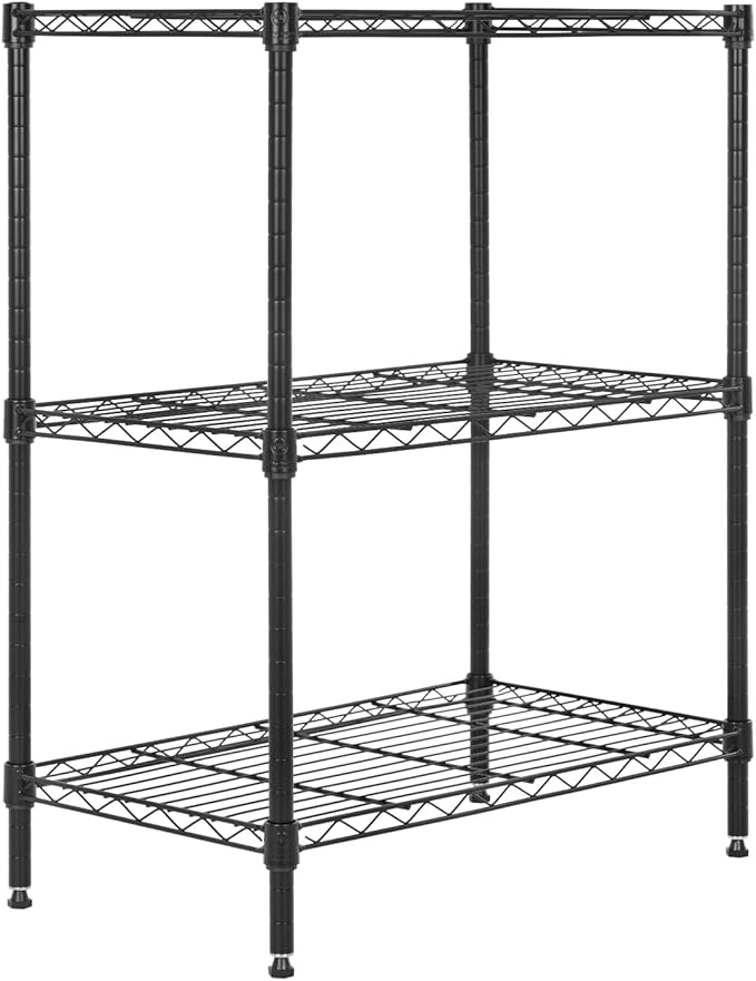 PayLessHere | 3-Tier Wire Shelf | 23"x13"x30" | Black | Adjustable Racks | Heavy-Duty Storage Shelves, Holds Upto 450 lbs | Rust-Resistant, No-Tool Assembly | for Home, Garage Shelving