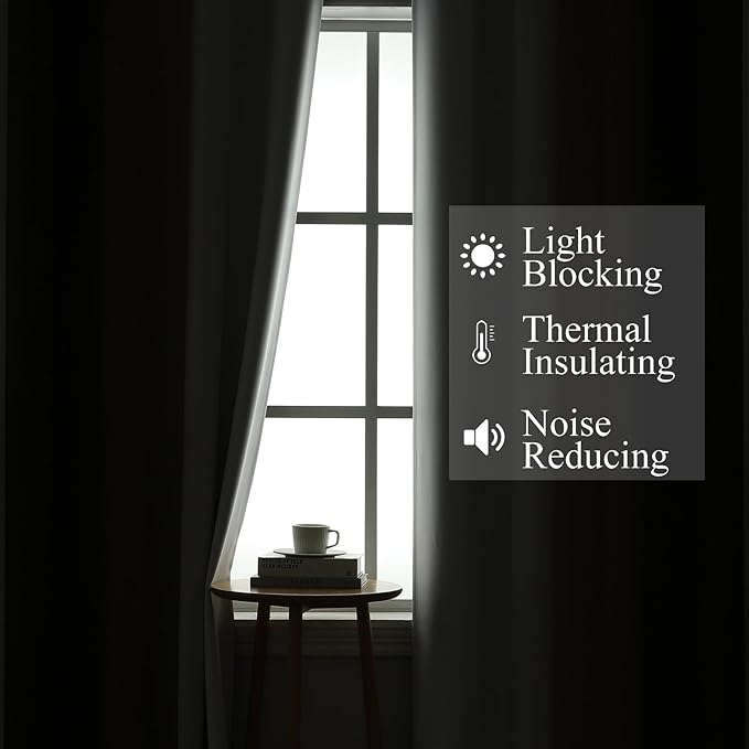 Estelar Textiler Brown and Greyish White Ombre Blackout Curtains 54 Inch Length 2 Panels, Full Room Darkening Gradient Drapes for Kitchen, Thermal Insulated Grommet Short Curtains for Bedroom,42Wx54L