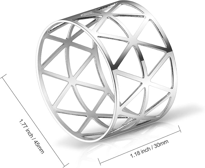 KPOSIYA Set of 20 Napkin Rings with Hollow Out Design Silver Napkin Ring Holder for Wedding Party Holiday Banquet Christmas Dinner Delicate Serviette Buckles Decor Favor (20, Style 2-Silver)