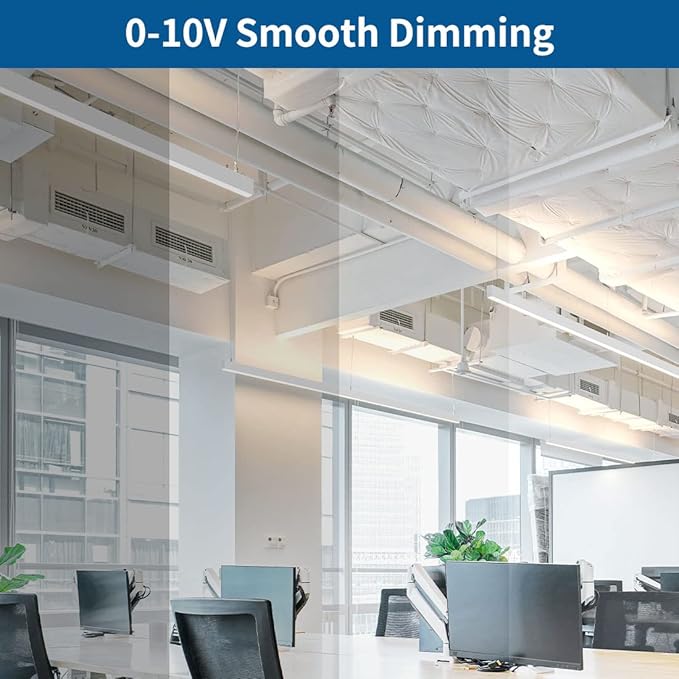 DAKASON 4FT Linkable LED Linear Light, 35W Down 15W Up Light, 3/4/5000K CCT Selectable, Commercial Linear Lighting Fixture for Office, Dimmable Suspended Lighting for School, Market, 4Pack White