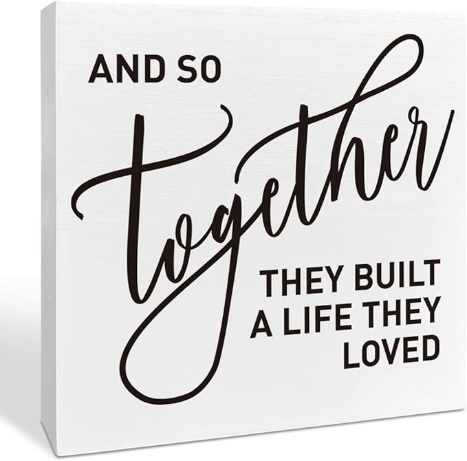 Romantic Bedroom Wooden Box Sign, They Built A Life They Loved, Home Master Bedroom Decor, Motivational Home Desk Farmhouse Decorations, Wedding Marriage Valentine's Day Gifts Him Her