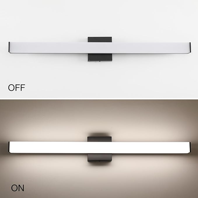 Bathroom Vanity Light Brushed Black Square LED 31.5 inch 24W 4000K Natural White Light Wall Bar Lighting Fixtures Over Mirror (Matte Black, 31.5in 4000K Dimmable)