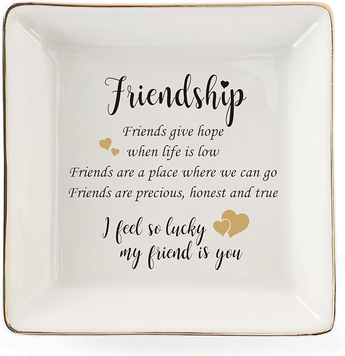 HOME SMILE Ceramic Ring Dish Jewelry Tray for Mom Sister Friends