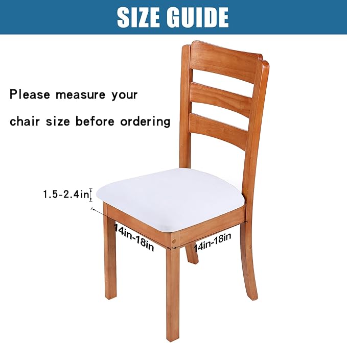 Smiry Velvet Seat Covers for Dining Room Chair Set of 4, Stretch Fit Removable Washable Chair Seat Cushion Protector Slipcovers with Ties, White